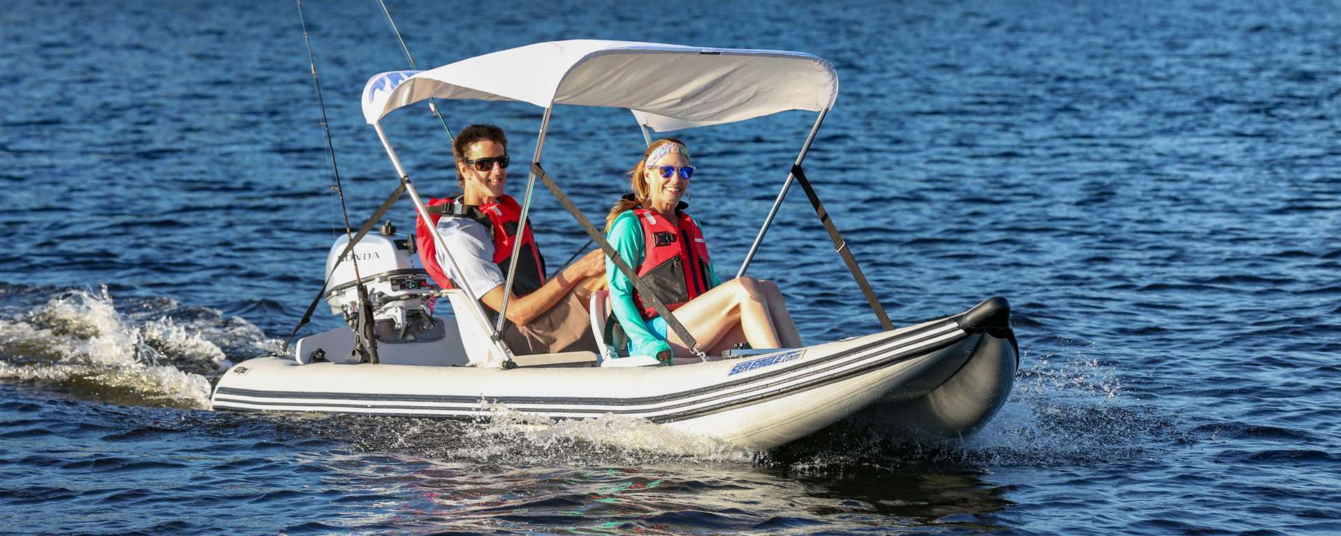 Sea Eagle 437PSKSW,PaddleSki ,14 foot Inflatable Catamaran,Swivel Seat Canopy Package,2 Person,Easy Transport,Fast Set Up