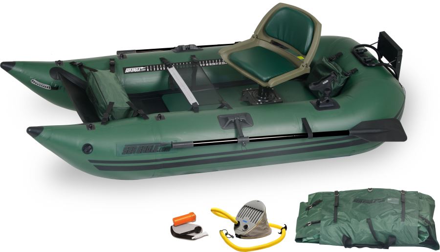 Sea Eagle 285FPBKP,9 foot Inflatable Frameless Fishing Pontoon,Pro Solo Package,1 Seater,Easy Transport,Fast Set Up