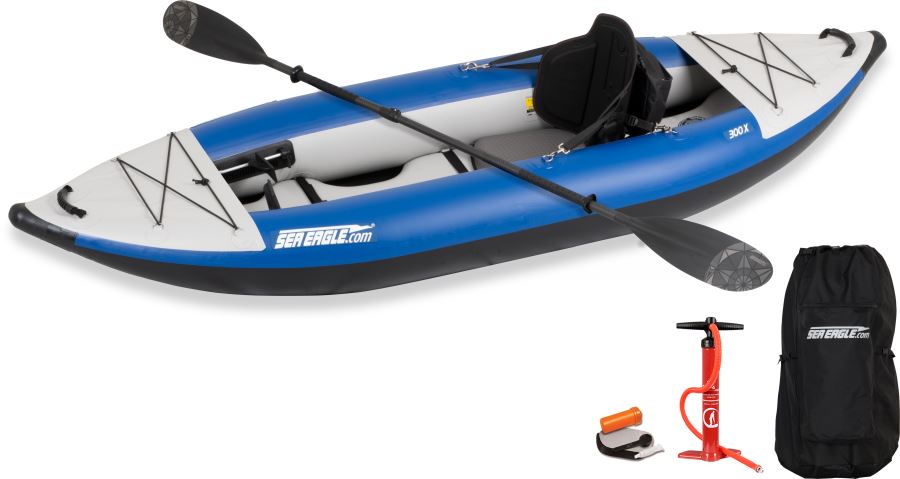 10 foot Inflatable Sea Eagle Kayak 300XK Pro Carbon Package, Solo Seater, Easy Transport, Fast Set Up