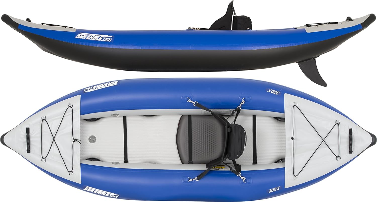 10 foot Inflatable Sea Eagle Kayak 300XK Pro Carbon Package, Solo Seater, Easy Transport, Fast Set Up