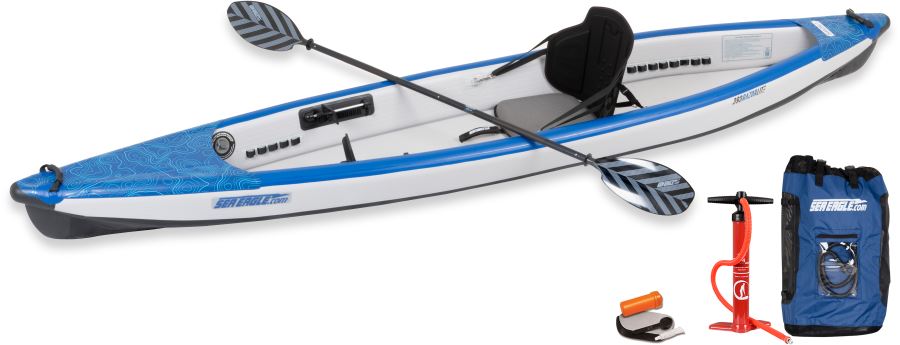12 foot Inflatable Sea Eagle Kayak 393RLKP RazorLite Pro Solo Package, 1 Seater, Easy Transport, Fast Set Up