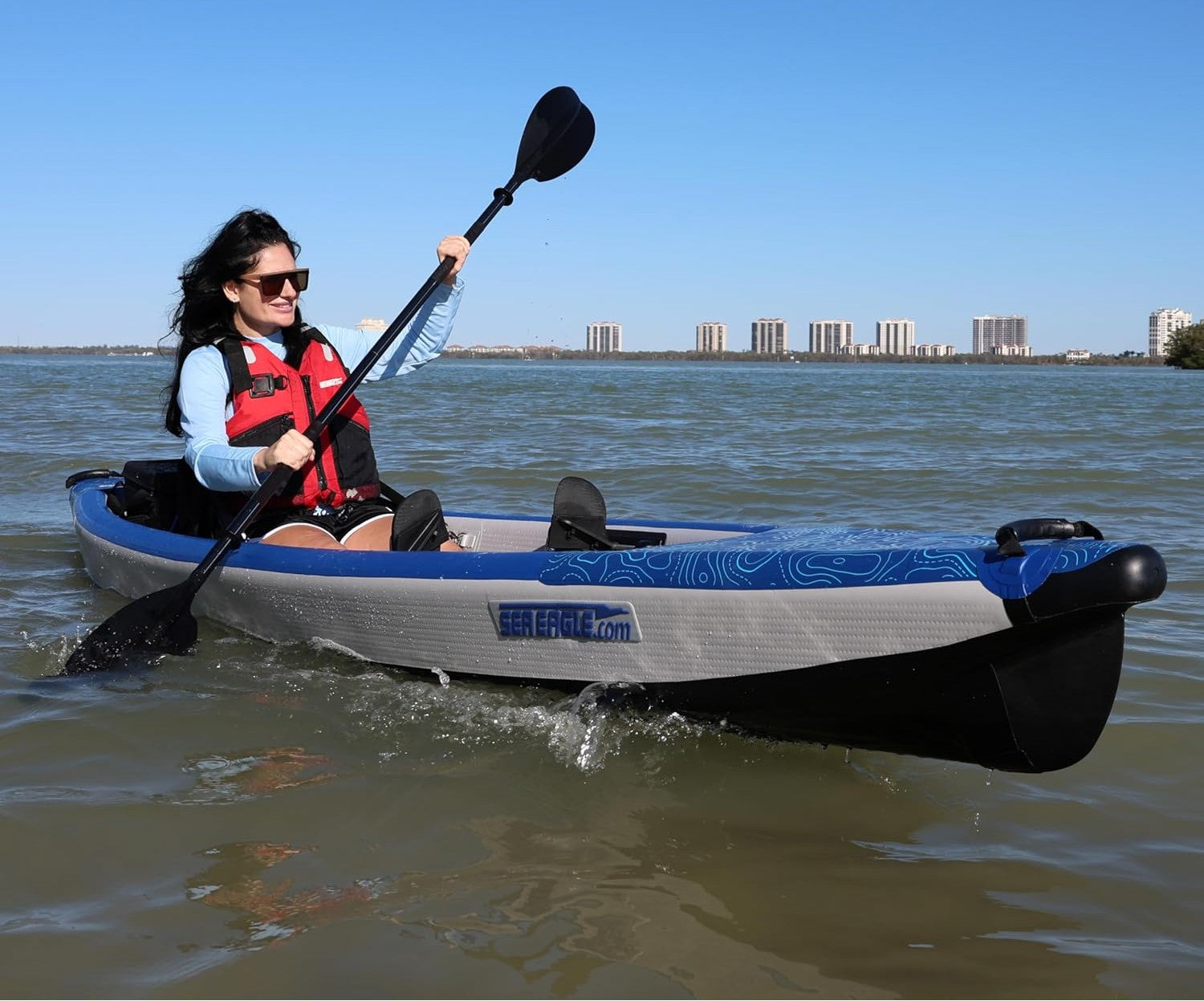 12 foot Inflatable Sea Eagle Kayak 393RLKP RazorLite Pro Solo Package, 1 Seater, Easy Transport, Fast Set Up