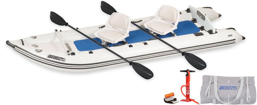 Sea Eagle 437PSKSW,PaddleSki,14 foot Inflatable Catamaran,Swivel Seat Package,2 Person,Easy Transport,Fast Set Up