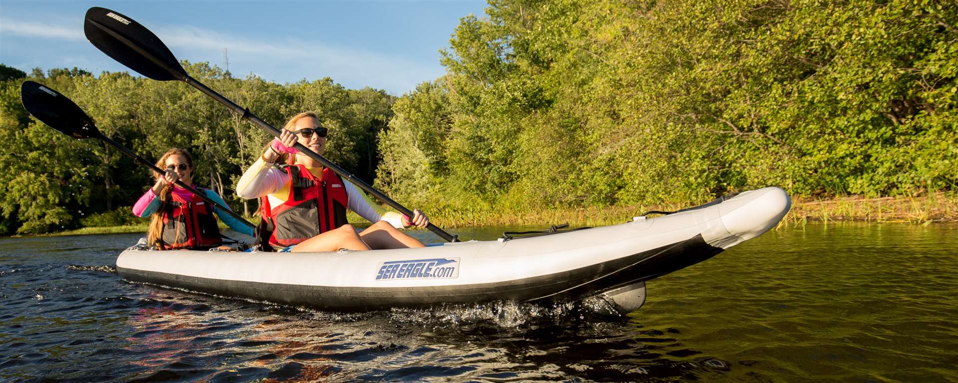 15 foot Inflatable Sea Eagle FastTrack 465FTKP Kayak V Bottom Pro Carbon Package,3 Person, Easy Transport, Fast Set Up