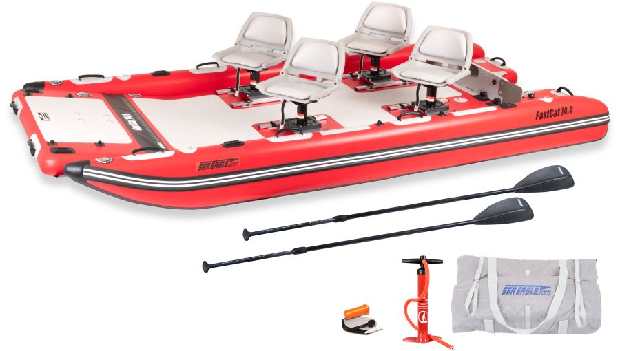 Sea Eagle FastCat14D,14 foot Inflatable Catamaran,4 Seat Deluxe Package,without Canopy