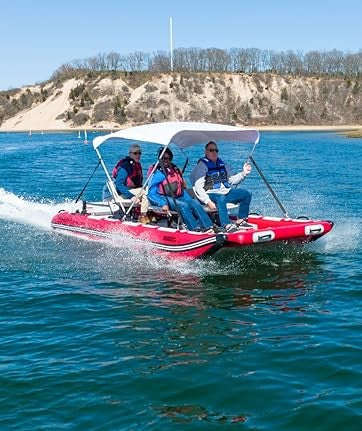 Sea Eagle FastCat14KSWC,14 foot Inflatable Catamaran,Swivel 4 Seat Package,with Canopy
