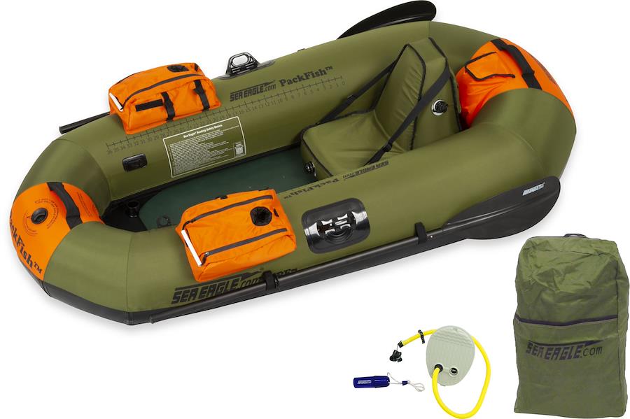 Sea Eagle PackFish PF7KP,7 foot Inflatable Boat,Pro Package w/Wood Floor 1 Person,Easy Transport,Fast Set Up