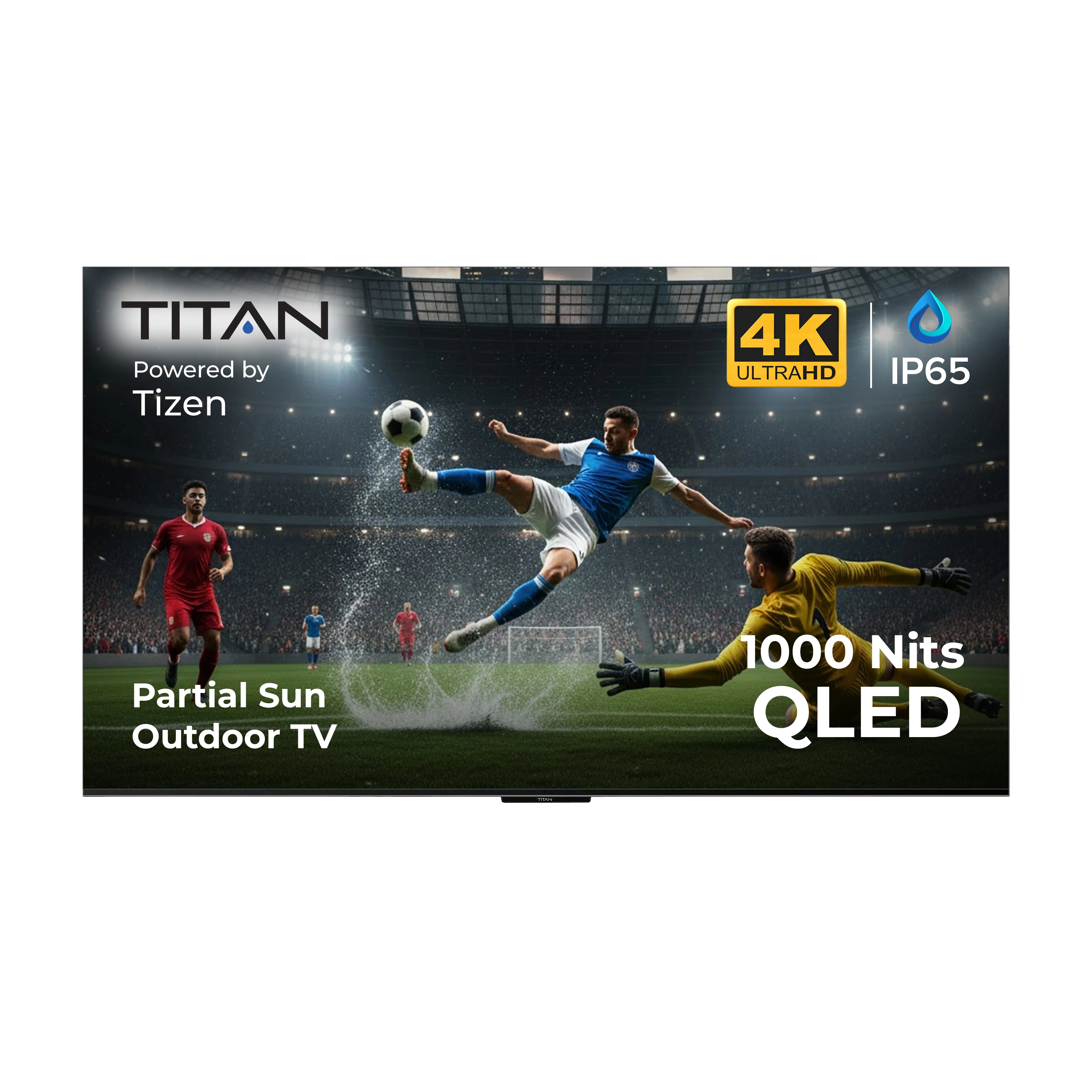 Titan Partial Sun Outdoor TV,S200 QLED,IP65 Weatherproof,1000 Nit Brightness,Tizen,4K,Dlby Atmos