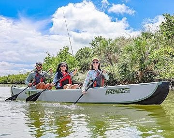 Sea Eagle TC16K-E,16 foot Inflatable Canoe Package,3 Seats,Easy Transport,Fast Set Up,Electric Pump Package