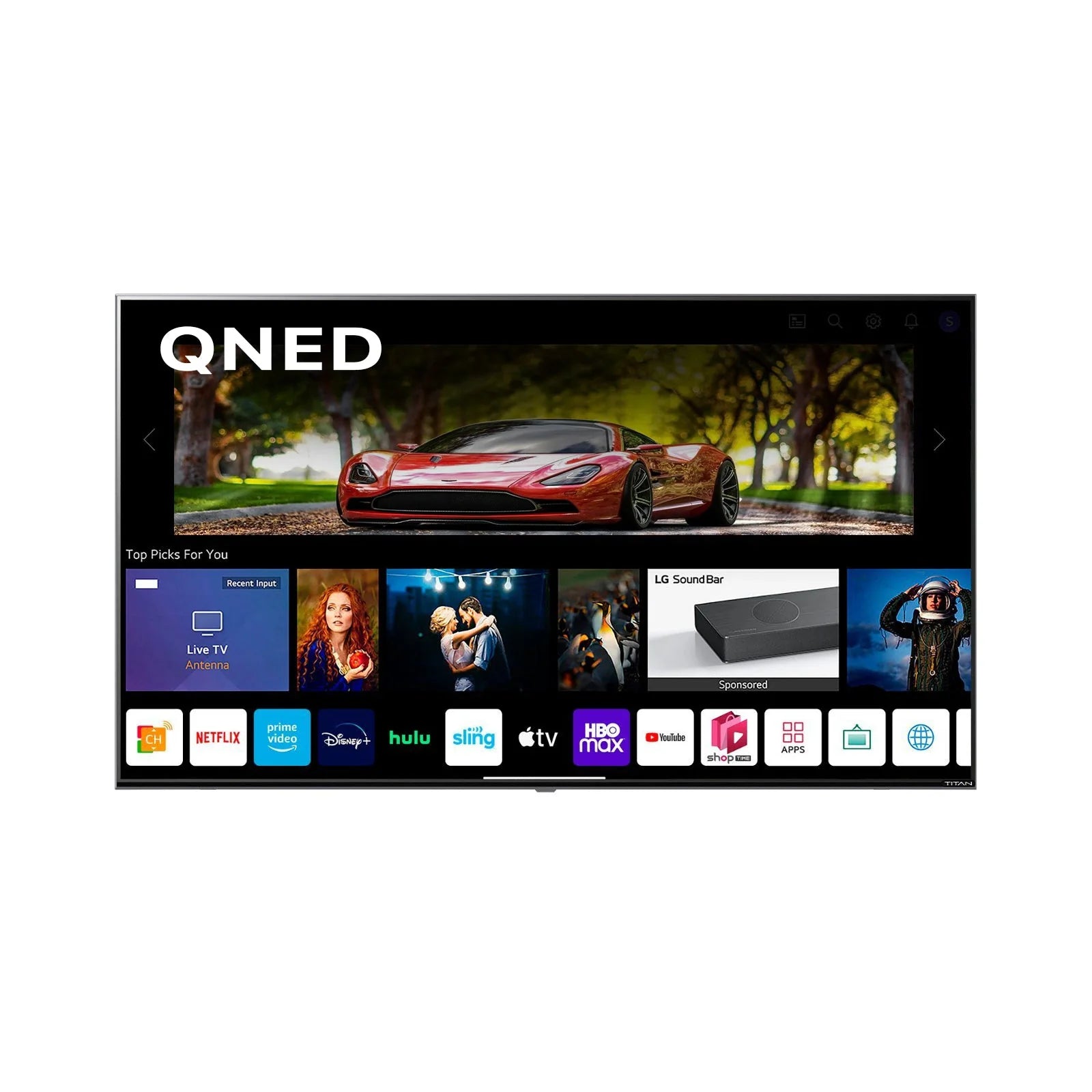 Titan Partial Sun Outdoor TV,L200 QNED,IP65 Weatherproof,1500 Nit Brightness,WebOS,4K,Dlby Atmos