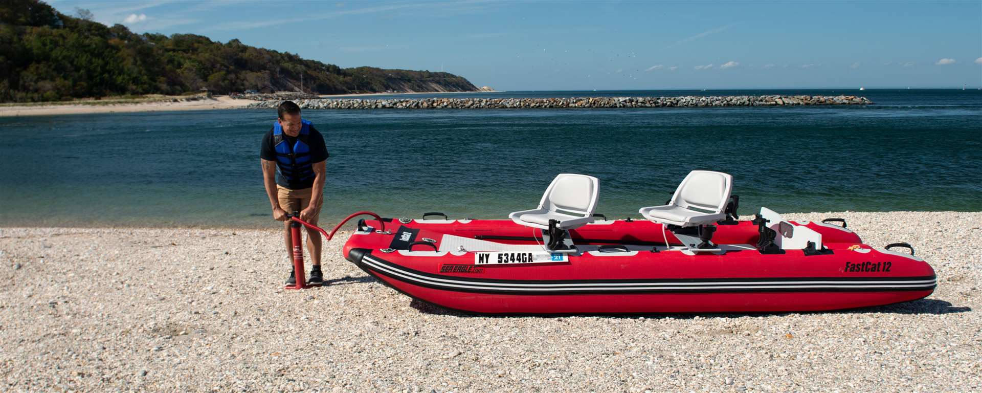 Sea Eagle FastCat12KSWC,12 foot Inflatable Catamaran,2 Swivel Seat Package,with Canopy
