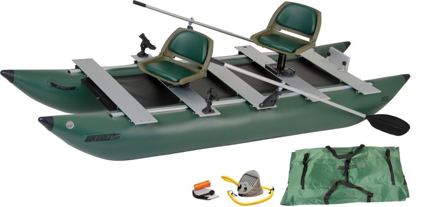 Sea Eagle FoldCat 375FCKD,12 foot Inflatable Fishing Boat,Deluxe Package,1-2 Seater,Easy Transport,Fast Set Up