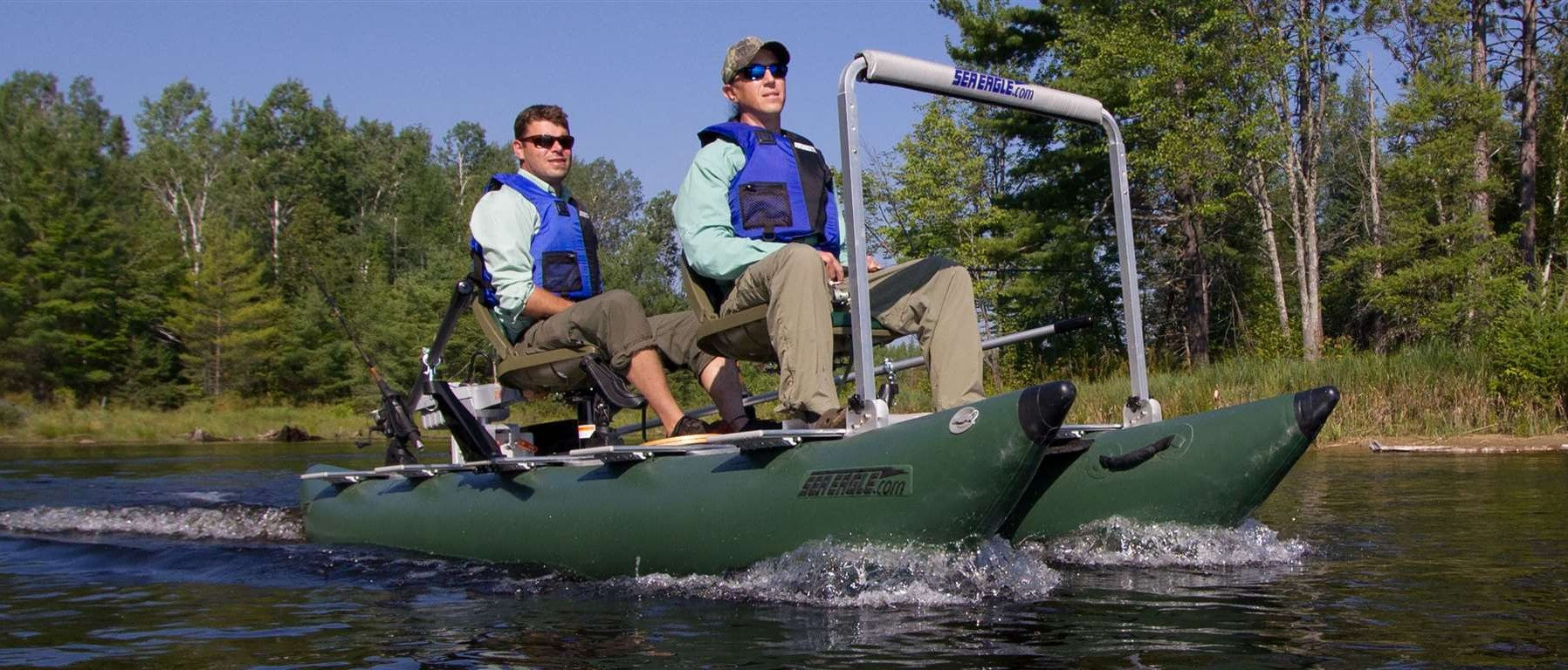 Sea Eagle 375FCKP Pro Package FoldCat,12 foot Inflatable Green Fishing Boat,w/Casting bar,1-2 Seater,Easy Transport,Fast Set Up