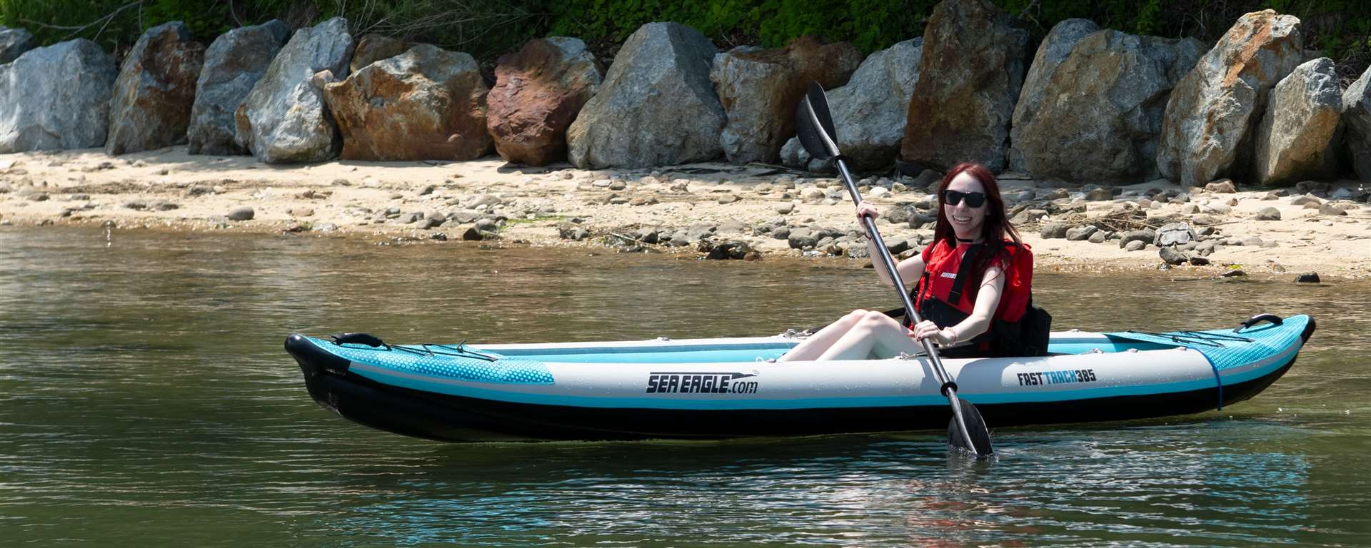 12 foot Inflatable Sea Eagle Kayak 385FTKP FastTrack V-Bottom Pro Package, 1-2 Seater, Easy Transport, Fast Set Up