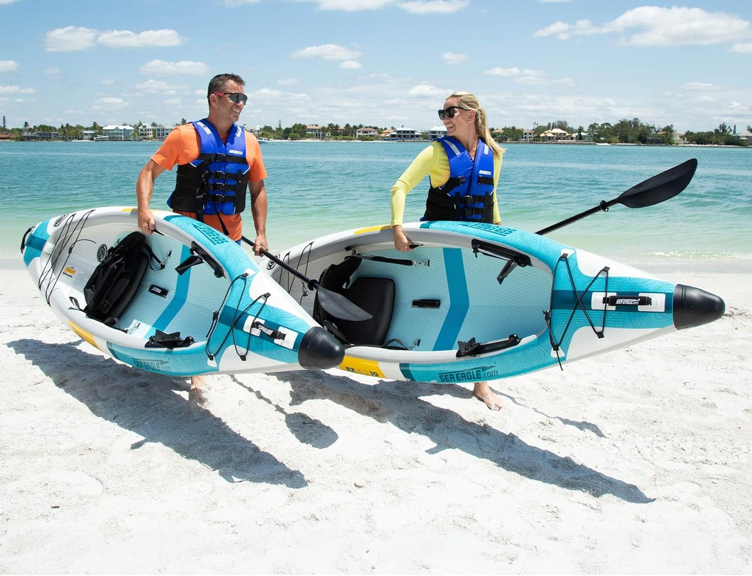 10 foot Inflatable Sea Eagle EZLite10KP Kayak Pro Package,1 Person, Easy Transport, Fast Set Up