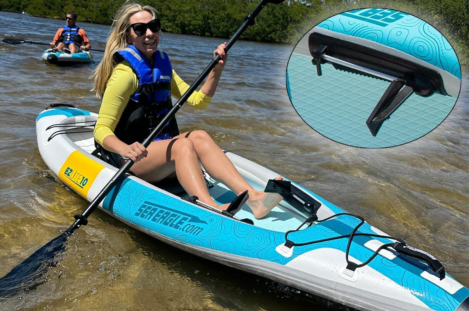 10 foot Inflatable Sea Eagle EZLite10KPC Kayak Pro Carbon Package,1 Person, Easy Transport, Fast Set Up