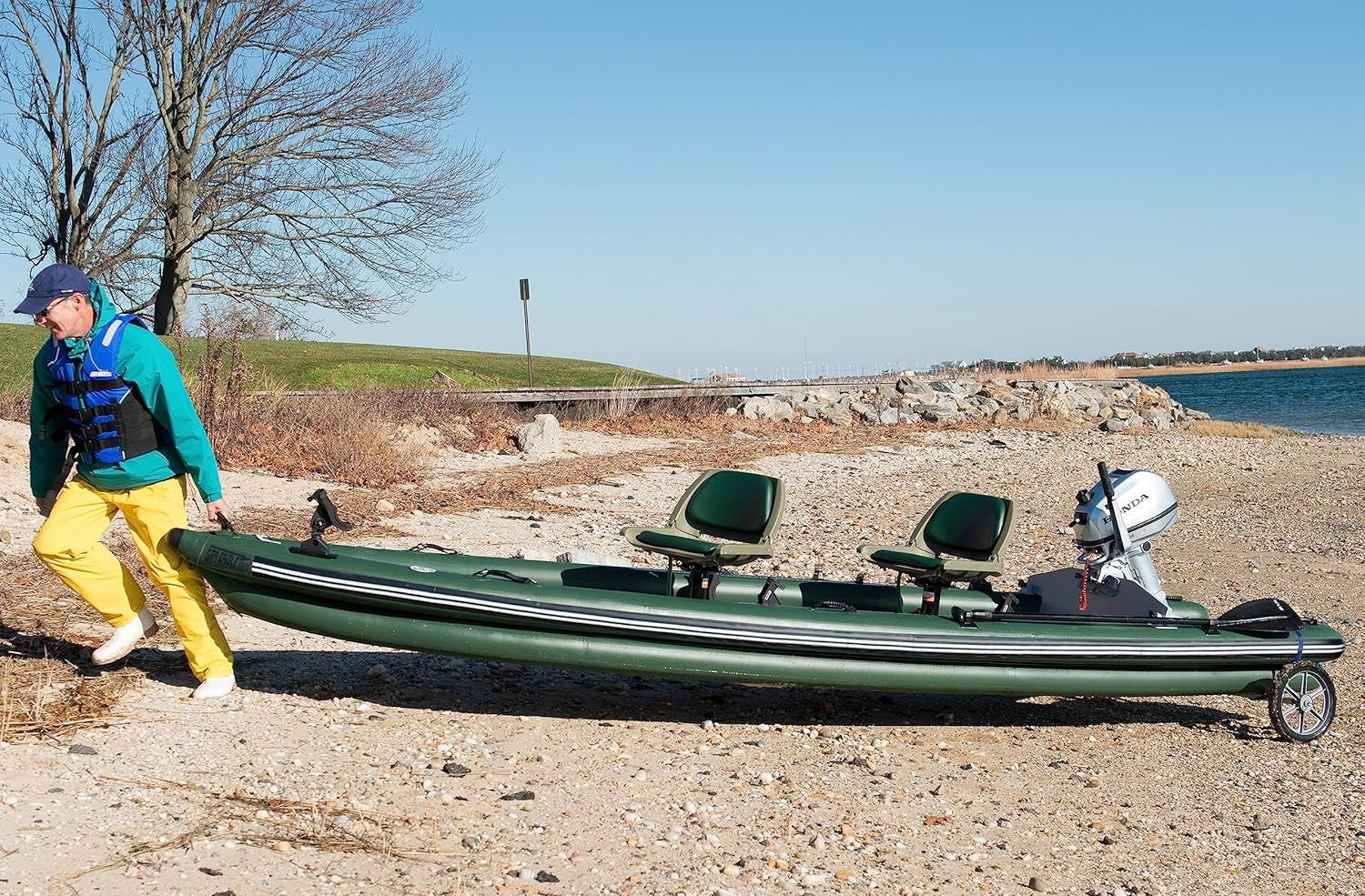 Sea Eagle FishSkiff FSK16KSWC,16 foot Inflatable Fishing Boat,Swivel Seat + Canopy Package,1-3 Seater,Easy Transport,Fast Set Up