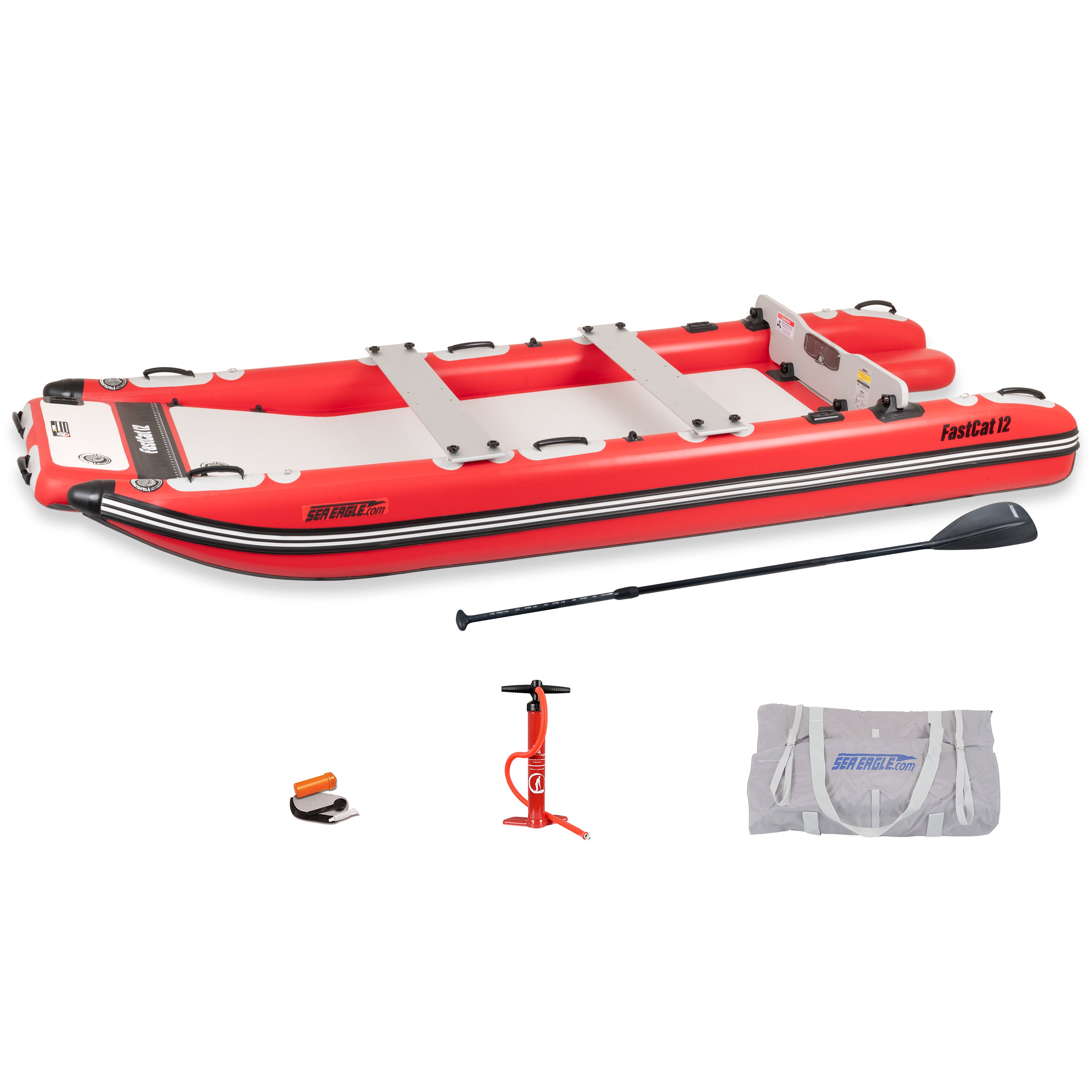 Sea Eagle FastCat12KSWC,12 foot Inflatable Catamaran,2 Swivel Seat Package,with Canopy