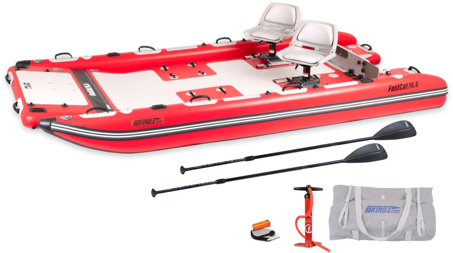 Sea Eagle FastCat14D2,14 foot Inflatable Catamaran,2 Seat Deluxe Package,without Canopy