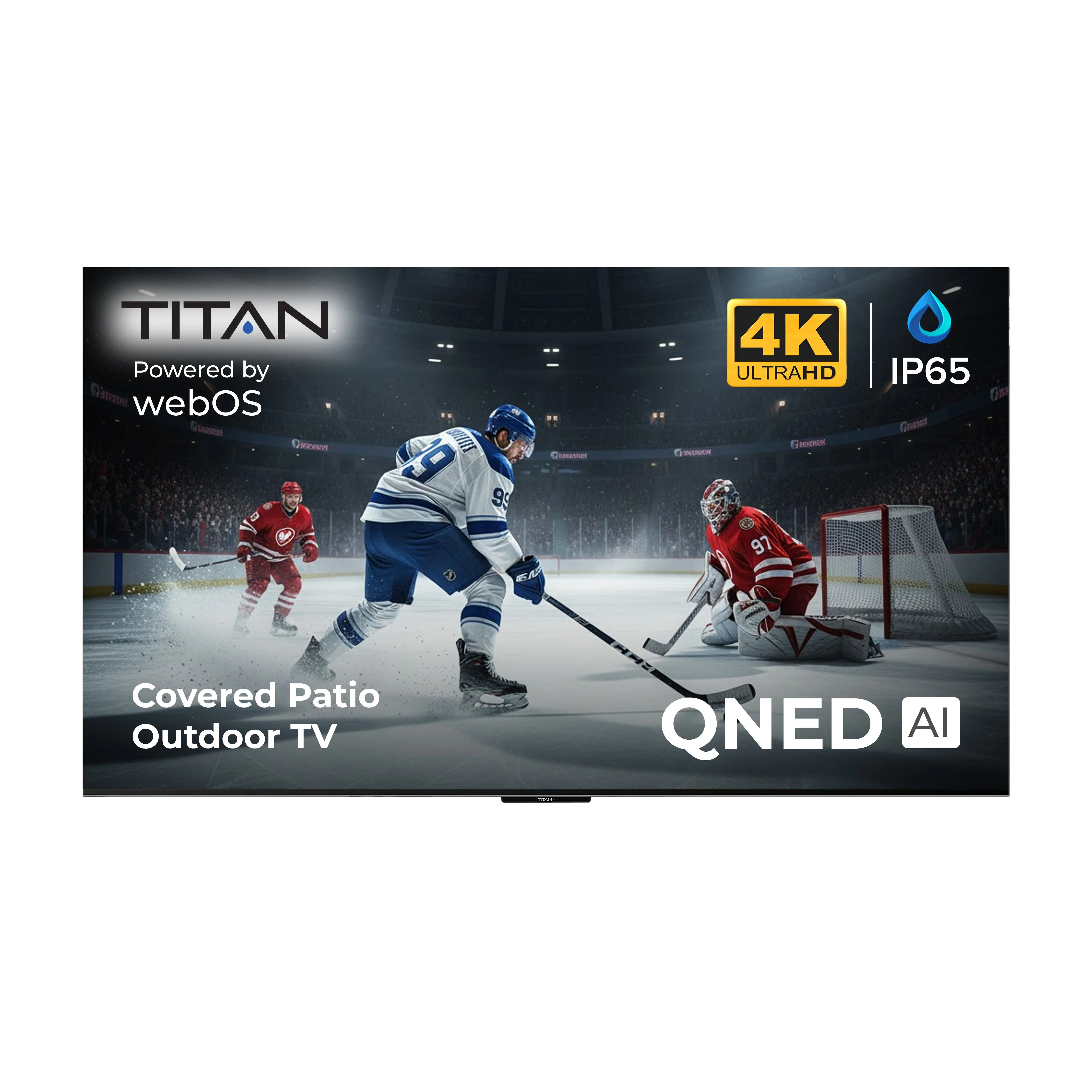 Titan Covered Patio Outdoor TV, L100 QNED, IP65 Weatherproof, WebOS, 4K,Dlby Atmos