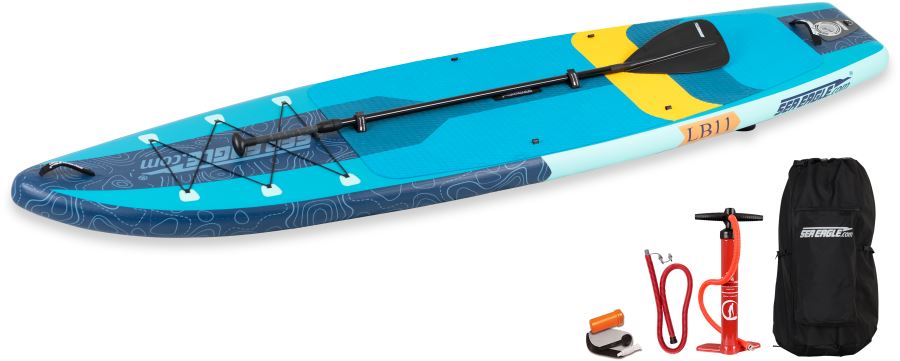 Sea Eagle Long Board LB11KST,11 foot Inflatable SUP,Start Up Package,Solo,Easy Transport,Fast Set Up