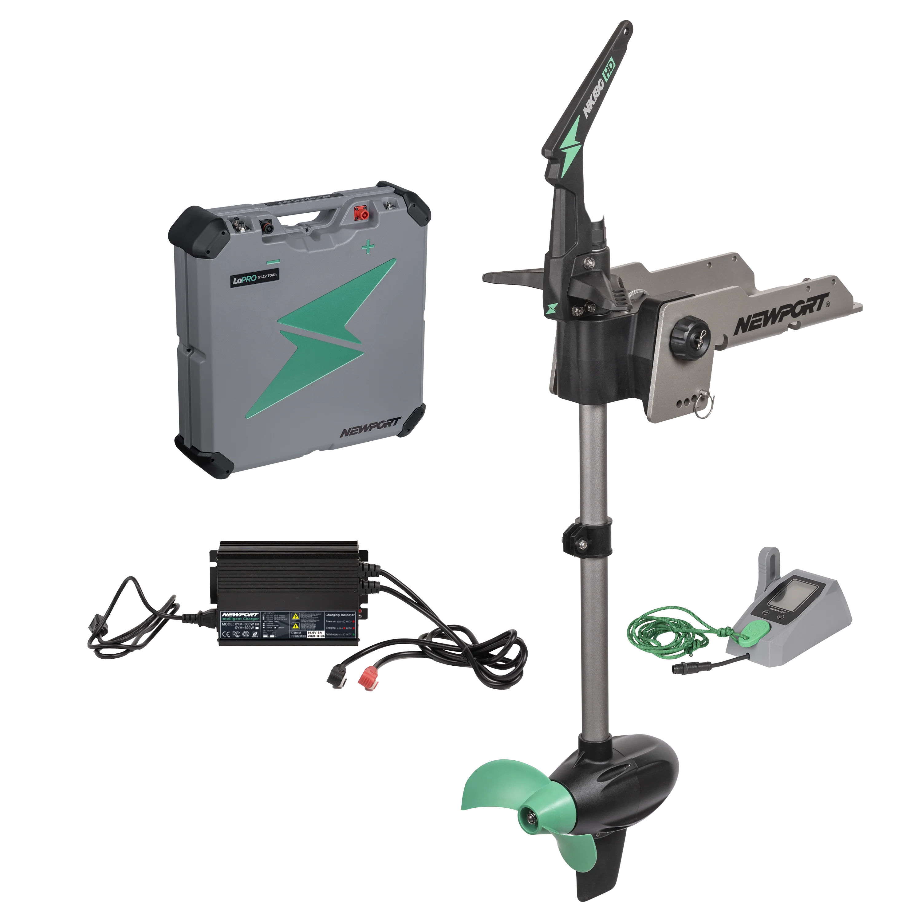 Newport NK180 HD Electric Kayak Motor,Battery,Charger Package